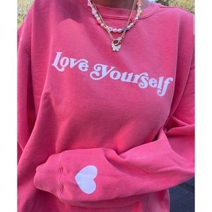 . Sunkissed Coconut Comfort Colors Pink Love Yourself Sweatshirt